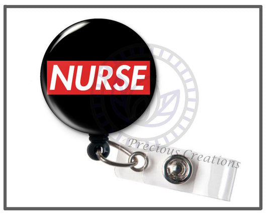 Supreme Nurse Red Retractable ID Badge Reel
