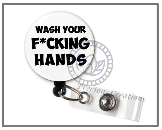Wash Your Hands Retractable ID Badge Reel