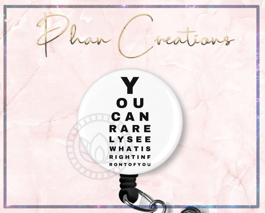 Eye Chart Optometry Retractable ID Badge Reel