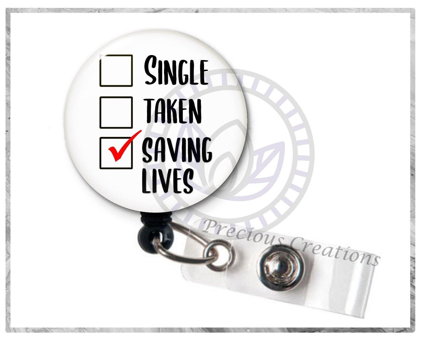 Check Saving Lives Retractable ID Badge Reel