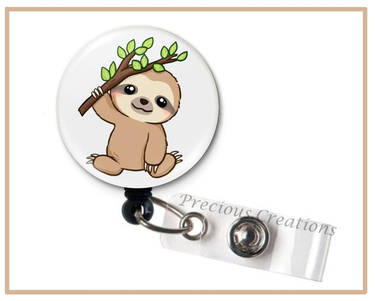 Baby Sloth Kawaii Retractable ID Badge Reel