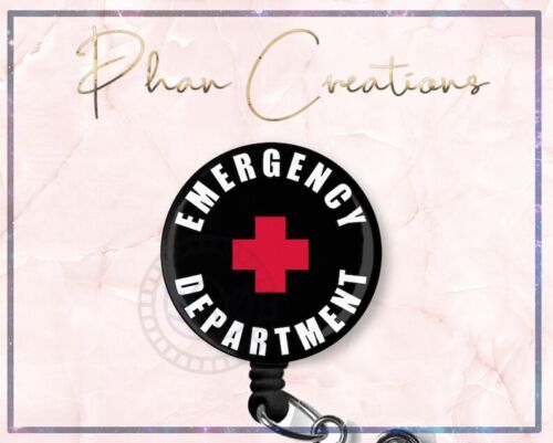 Black Emergency Department Retractable ID Badge Reel