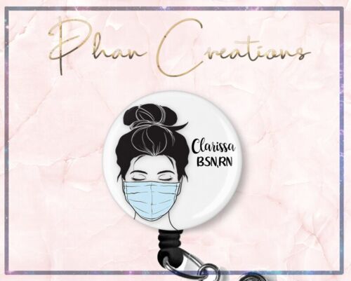 Personalize Name Scrub Tech Retractable ID Badge Reel