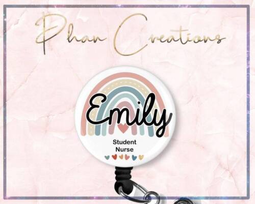 Personalized Rainbow Name Retractable ID Badge Reel