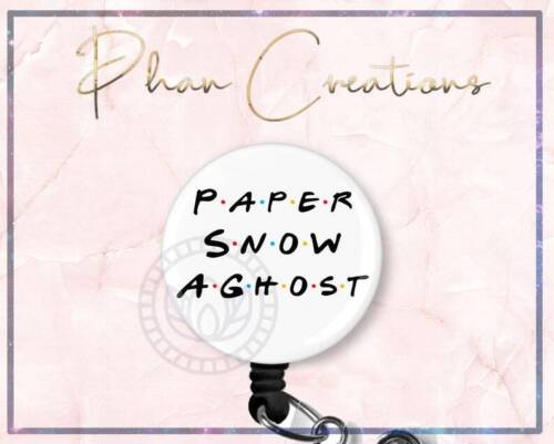 Paper Snow A Ghost Retractable ID Badge Reel