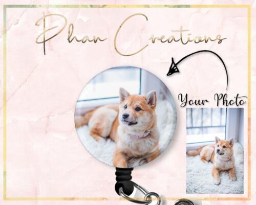 Custom Dog Photo Retractable ID Badge Reel