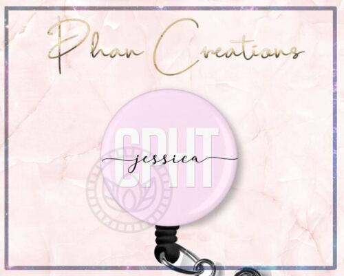 Personalized CPHT Pharmacy Tech Retractable ID Badge Reel