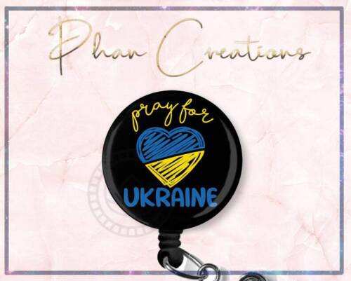 Pray For Ukraine Retractable ID Badge Reel