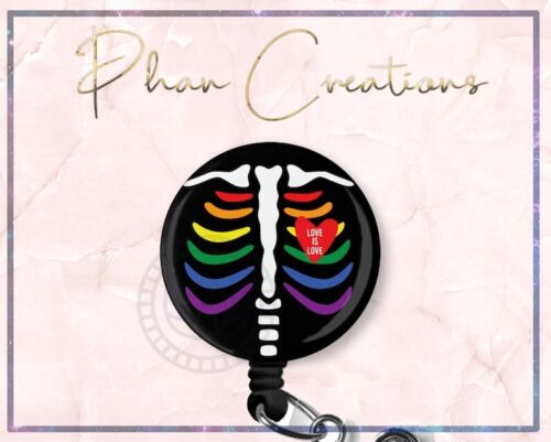 Rainbow Ribs LGBTQ Pride Retractable ID Badge Reel