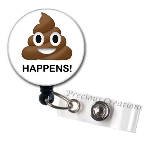 Poop Happens Emoji Retractable ID Badge Reel