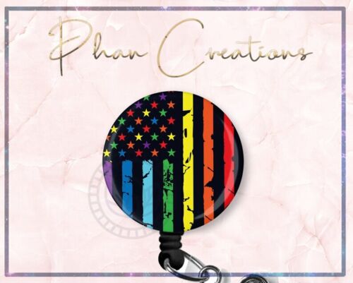 Pride Flag LGBTQ Retractable ID Badge Reel