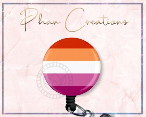 Lesbian Flag Pride Retractable ID Badge Reel