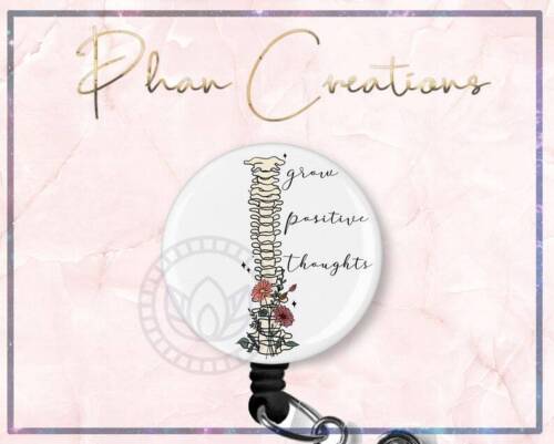 Orthopedic Floral Spine Retractable ID Badge Reel for Nurse Rad Tech