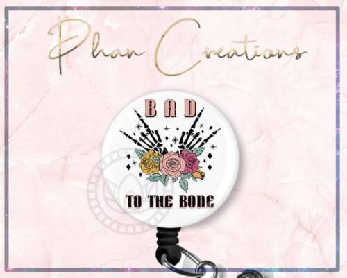 Skeleton Bad To The Bone Retractable ID Badge Reel