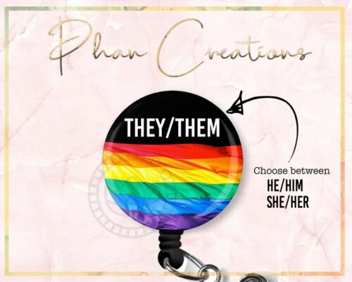 LGBTQ Rainbow Retractable ID Badge Reel