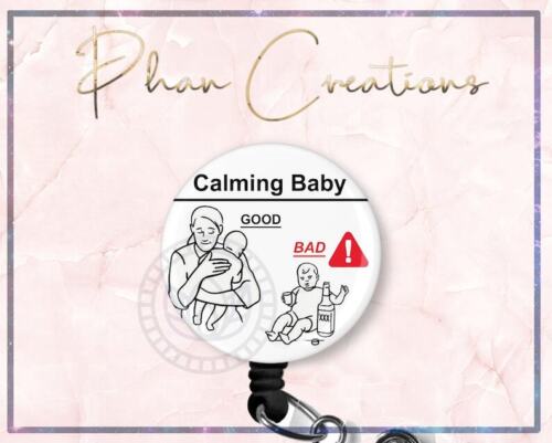 Calming Baby Instruction Retractable ID Badge Reel