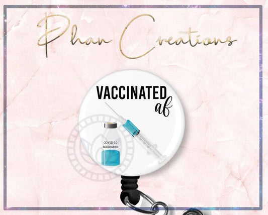Vaccinated AF Retractable Nurse ID Badge Reel