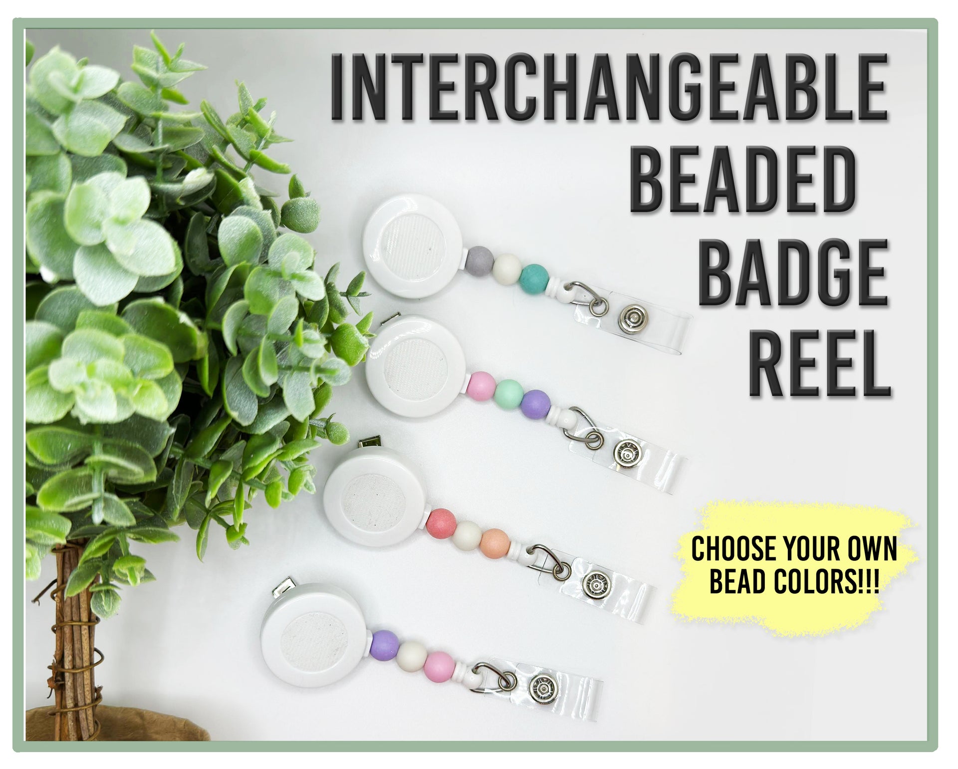 Interchangeable Bead Badge Reel / Hook & Loop
