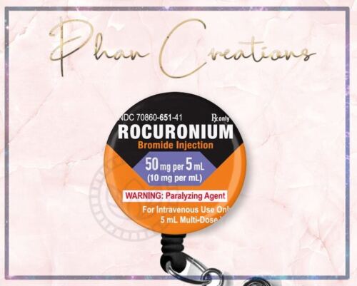 Rocuronium Anesthesiologist Retractable ID Badge Reel