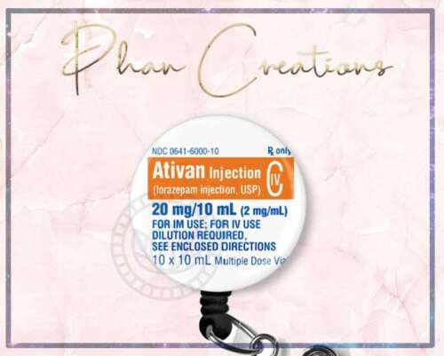 Lorazepam Ativan Funny Anesthesiologist Nurse ID Badge Reel