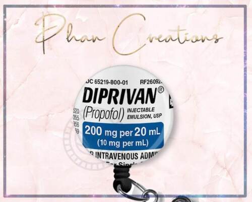 Diprivan Propofol Nurse Anesthesiologist ID Badge Reel