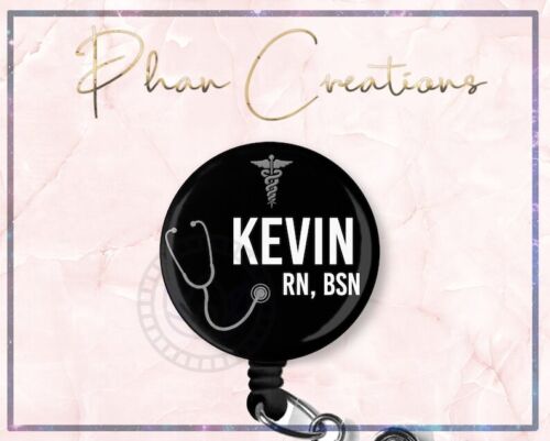 Custom Name Personalize Nurse Retractable ID Badge Reel